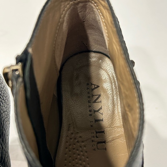 Anyi Lu Black Leather Ankle Booties Dressy Heeled 37.5 Made in Italy - Picture 11 of 12